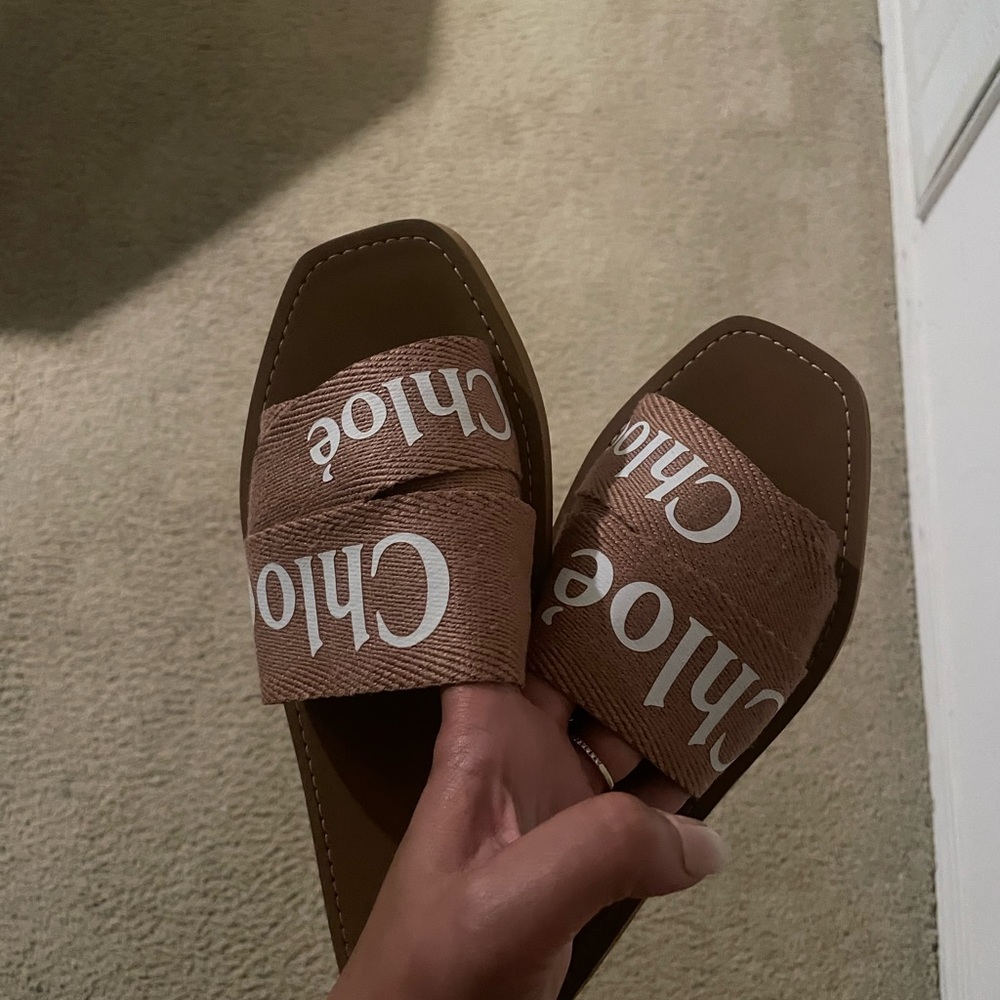 Chloe woody logo slide sandal